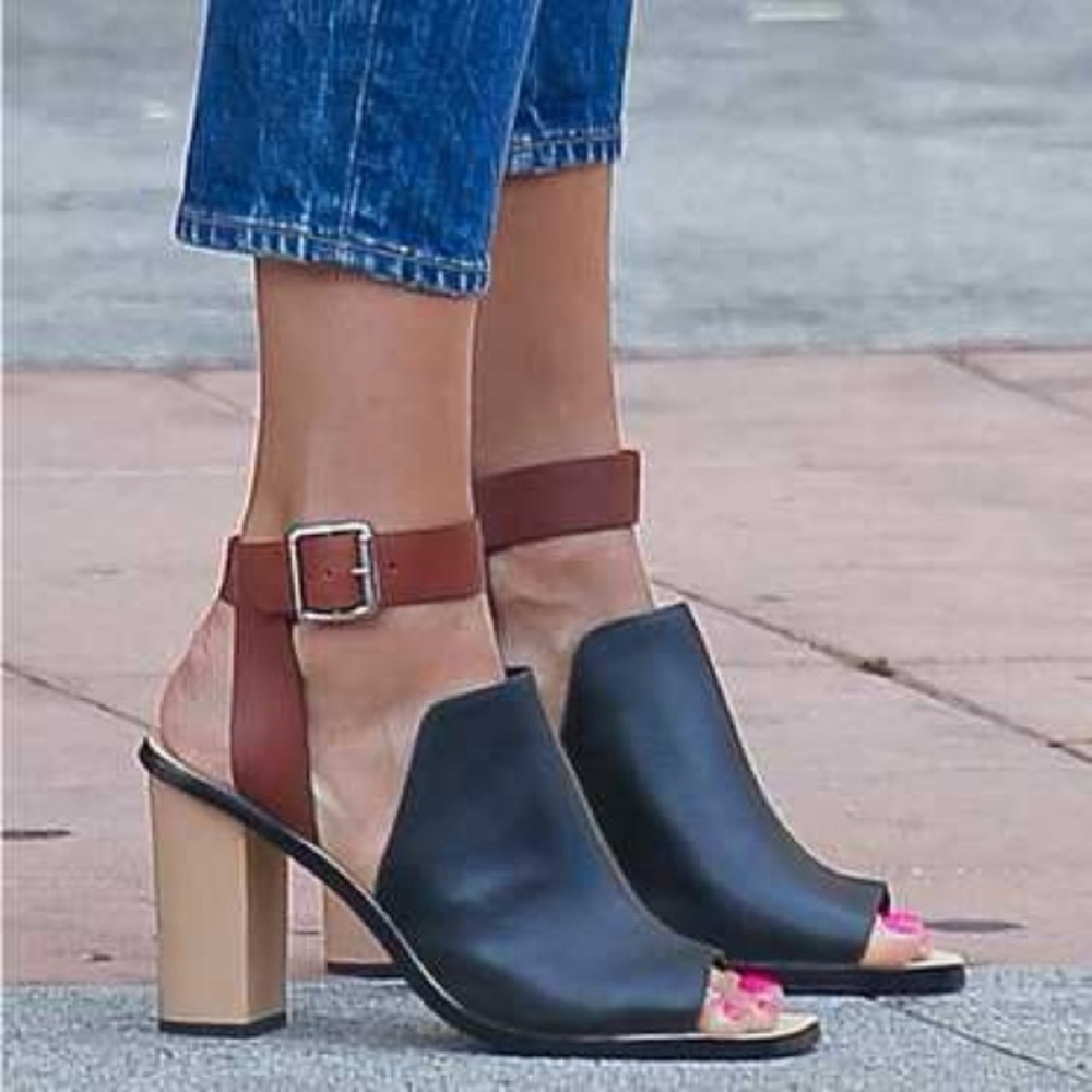 Loeffler Randall Maisy colorblock leather sandal with a block heel.